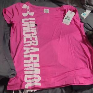 Under Armour Vibrant Pink Tee with White Logo